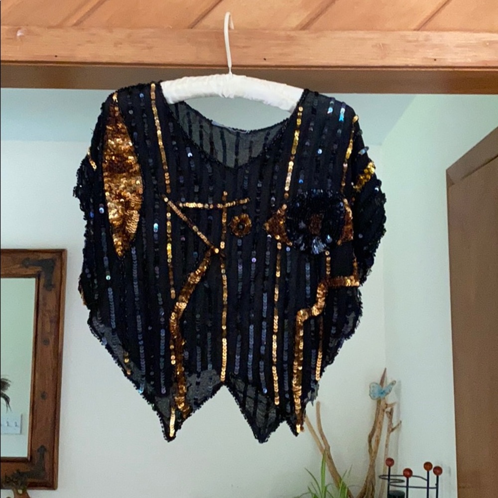 Unique sequin top, handmade in Italy